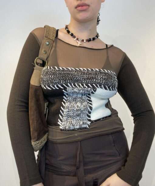 90s mesh patchwork knit jumper