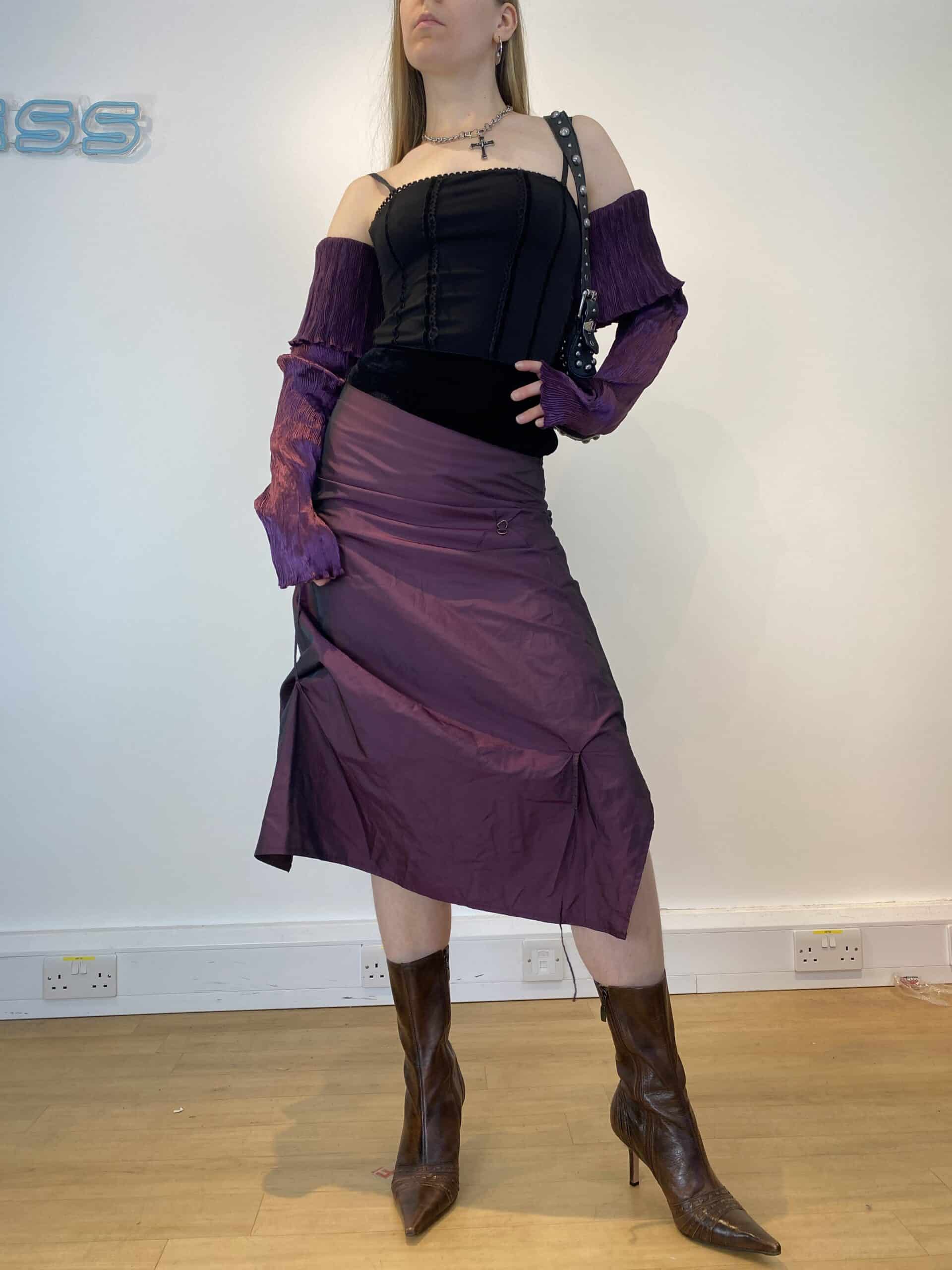 90s purple metallic midi skirt - Image 2