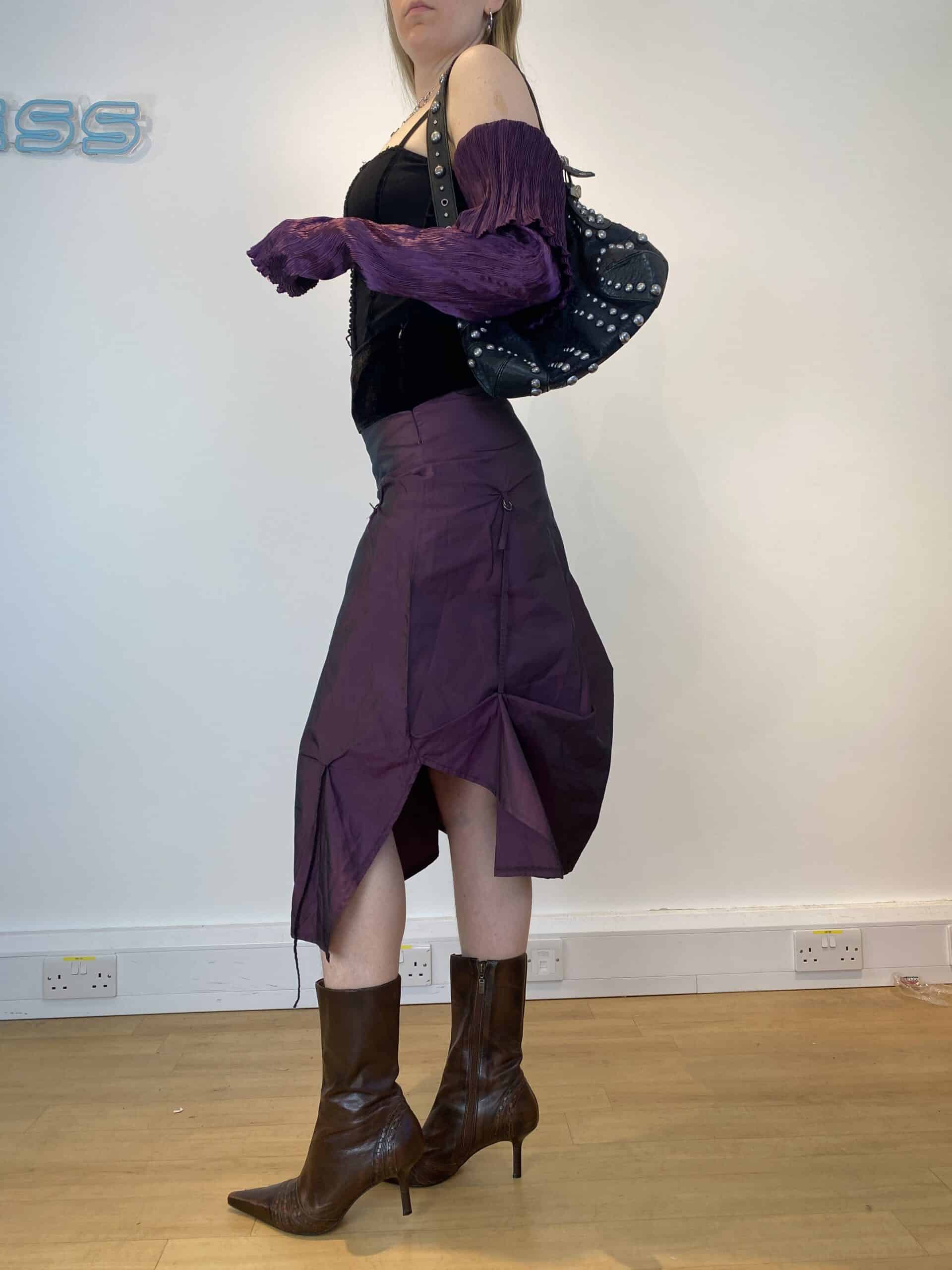 90s purple metallic midi skirt - Image 3