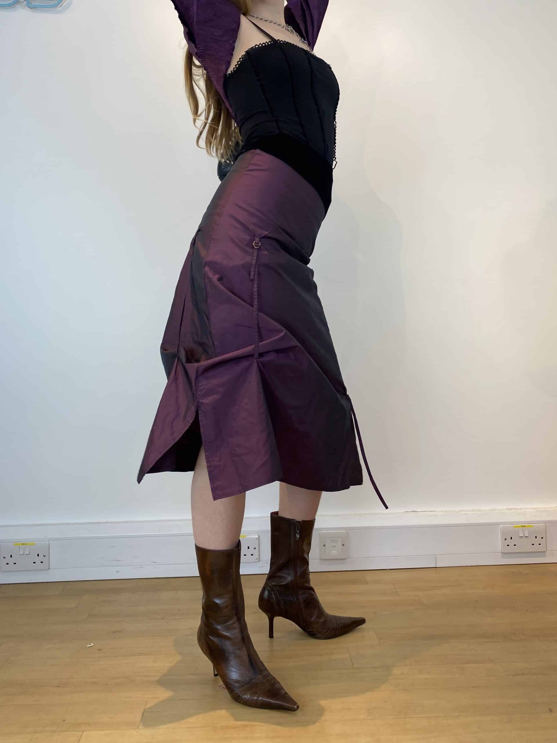 90s purple metallic midi skirt - Image 4