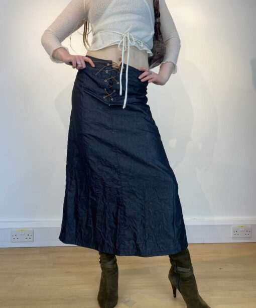 y2k denim maxi skirt