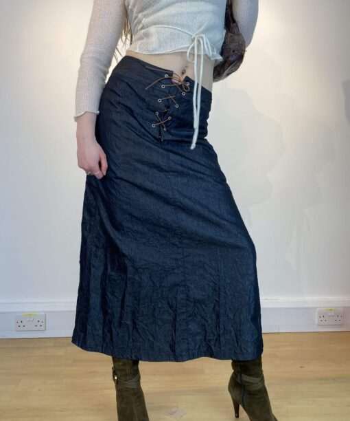 Alternative view of y2k denim maxi skirt