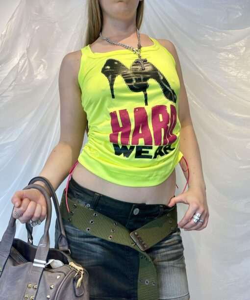 Alternative view of Y2K Miss Sixty graphic neon vest