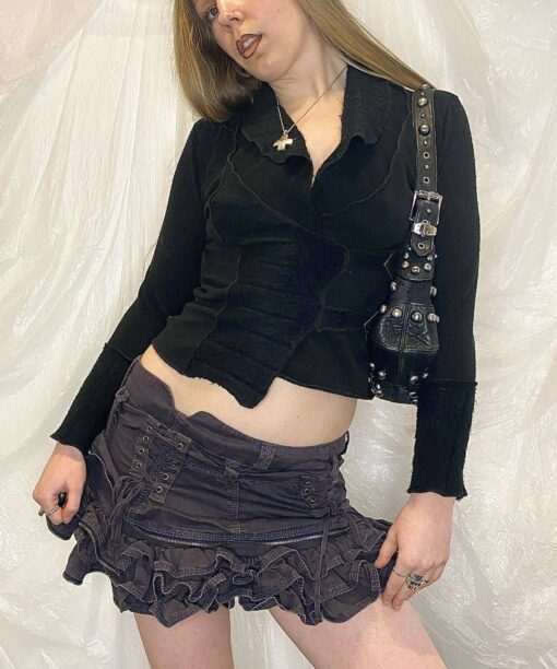 Alternative view of 90s Grunge Buckle V neck Cropped Knit Jumper