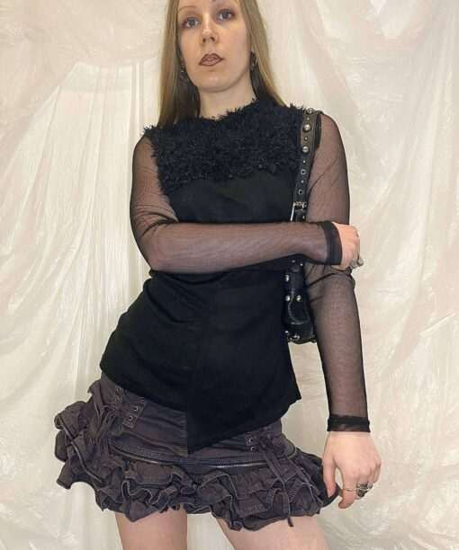 Alternative view of Y2K Faux fur mesh knit jumper