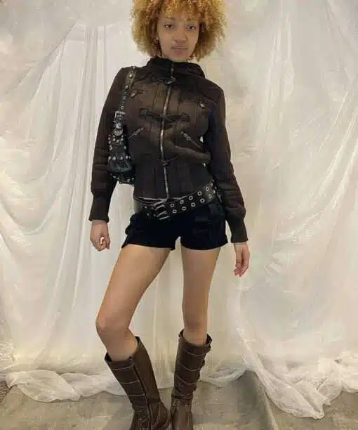 Alternative view of Vintage Grunge Cropped Bomber coat