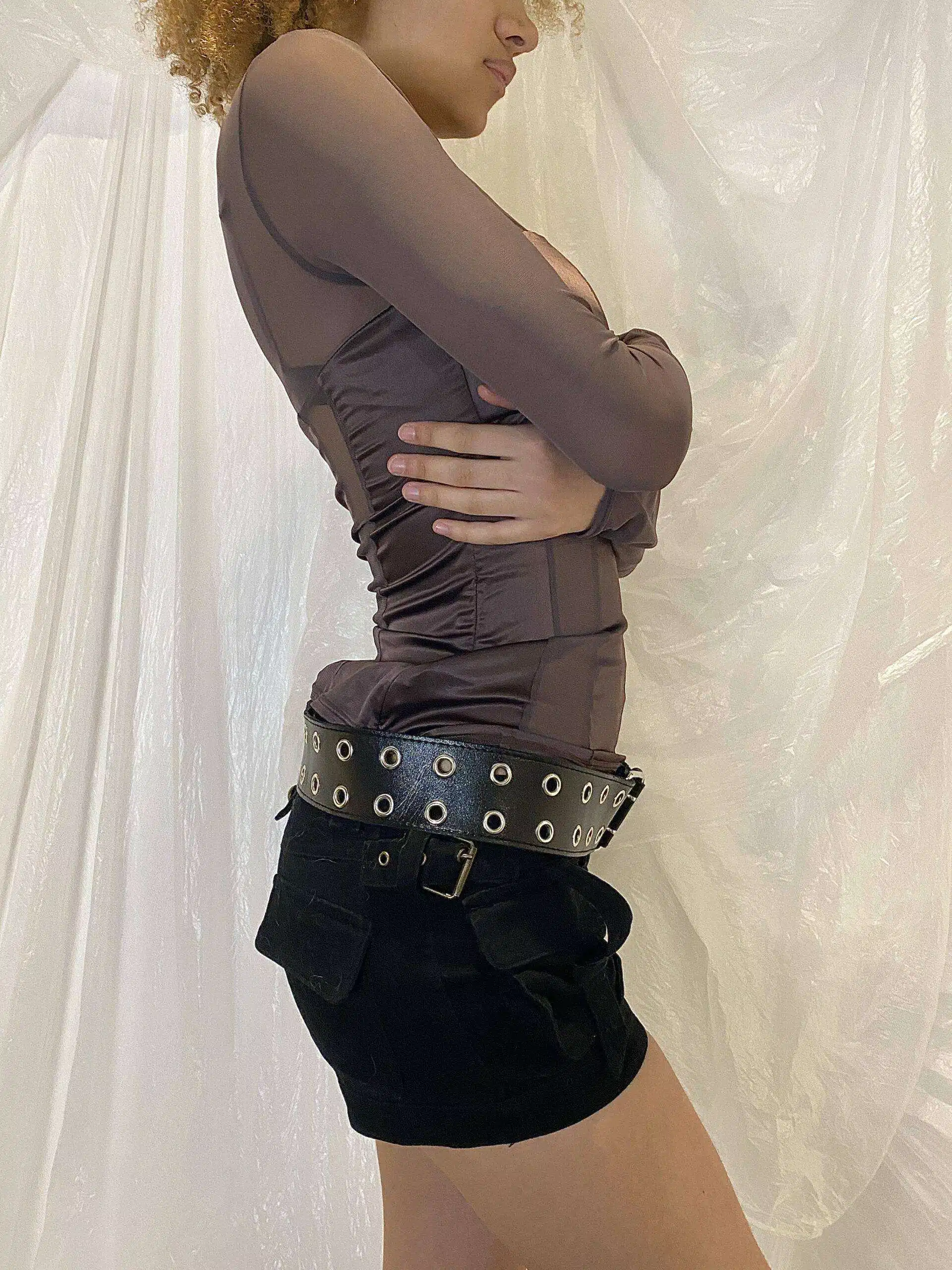 Vintage Grunge Corset Mesh Long Sleeve top XS - Image 2