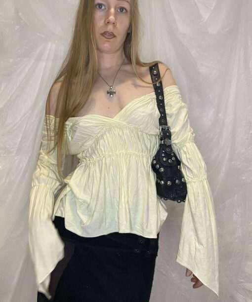 Alternative view of Vintage Ruched Draped Off the Shoulder Top Size S/M