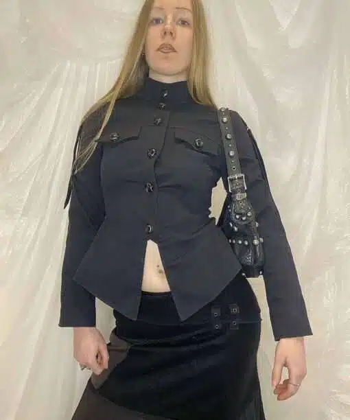Italian Vintage Designer Military Style Cropped Jacket Size S