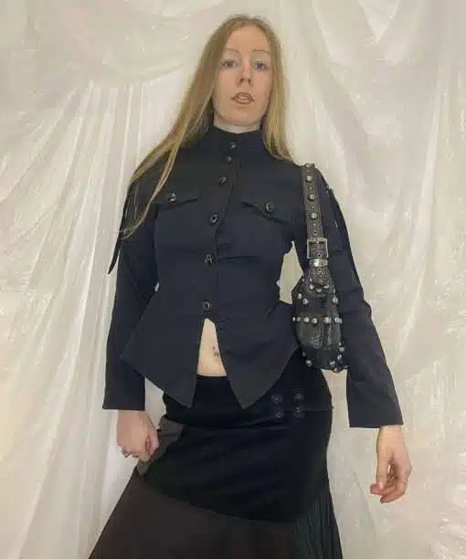 Alternative view of Italian Vintage Designer Military Style Cropped Jacket Size S