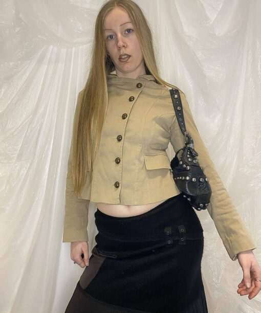 Alternative view of Y2K Italian Vintage Lace Up Back Cropped Jacket Size S