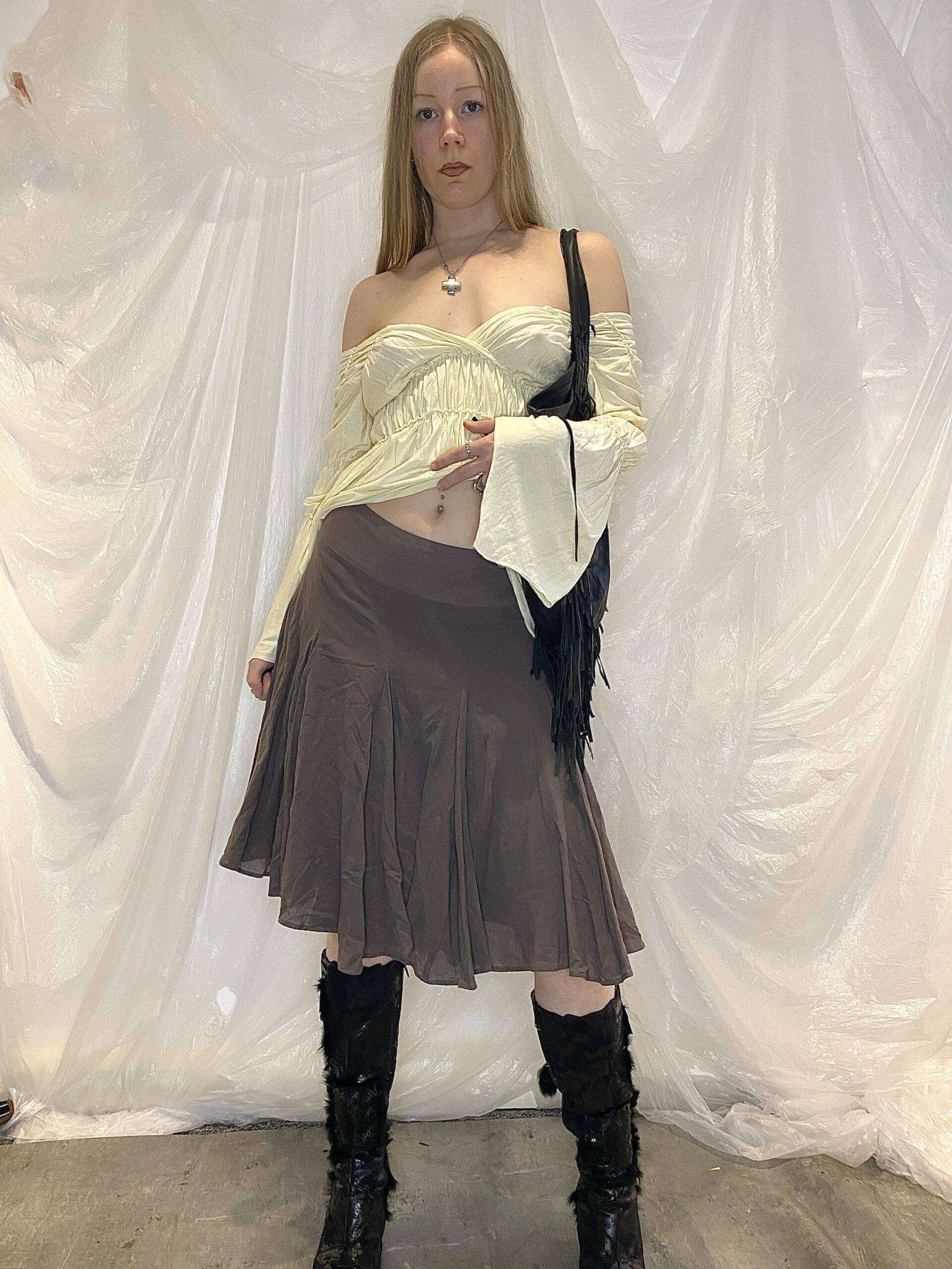Vintage Sheer Ruffle Midi Skirt - Image 5