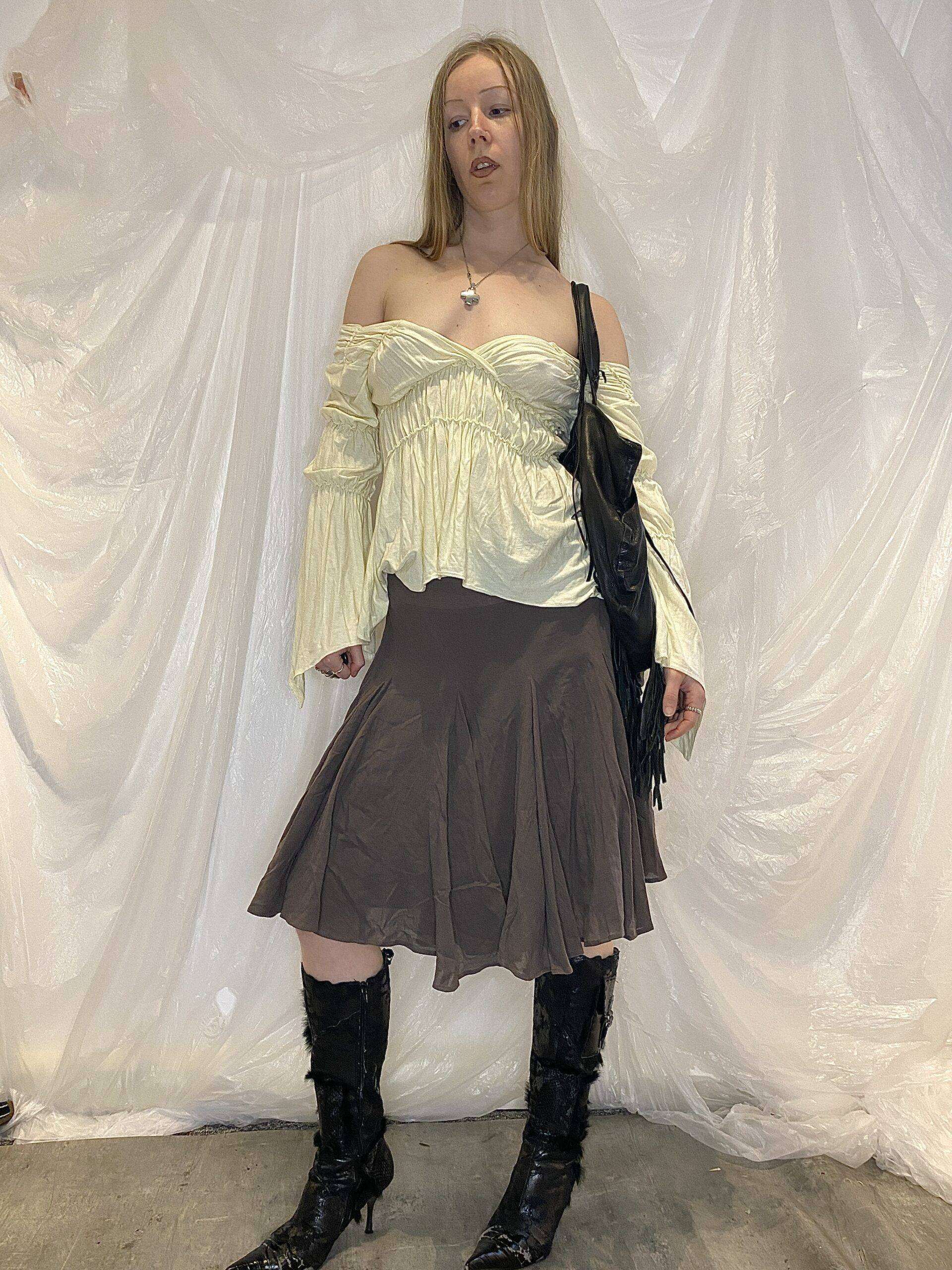 Vintage Sheer Ruffle Midi Skirt - Image 3