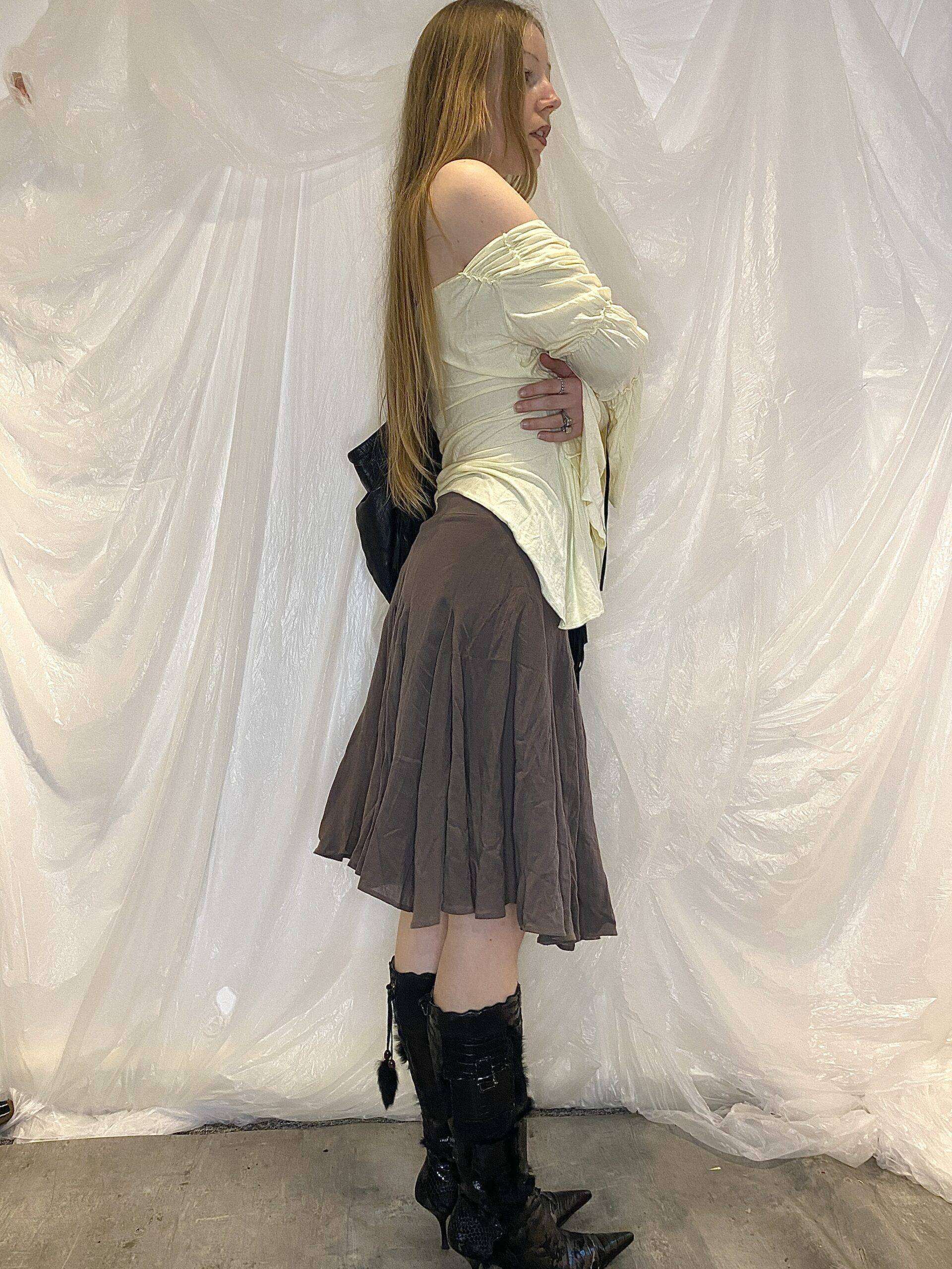 Vintage Sheer Ruffle Midi Skirt - Image 4