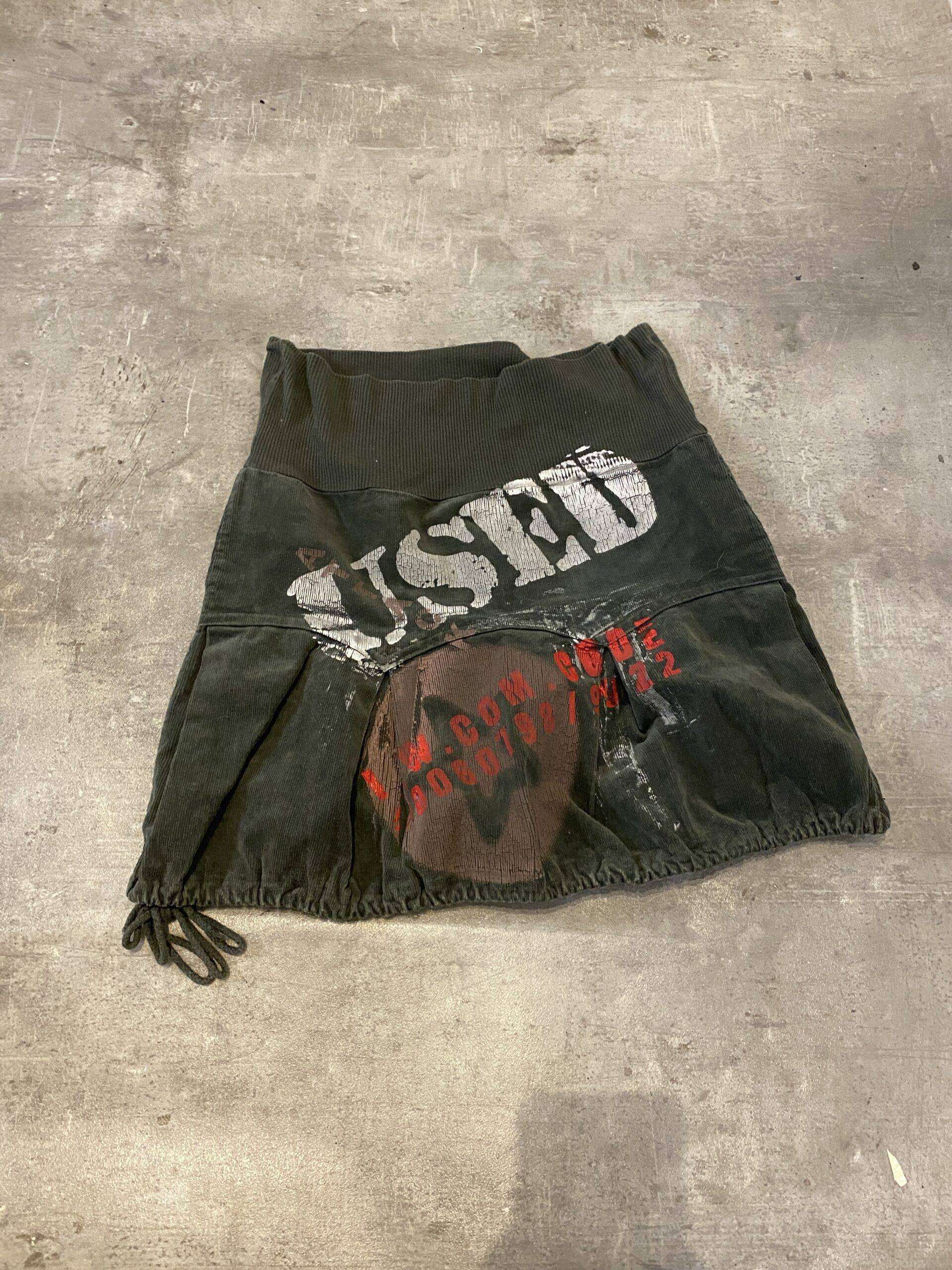 Y2K Graphic Print Army Skirt Puffball Shape Size S/M