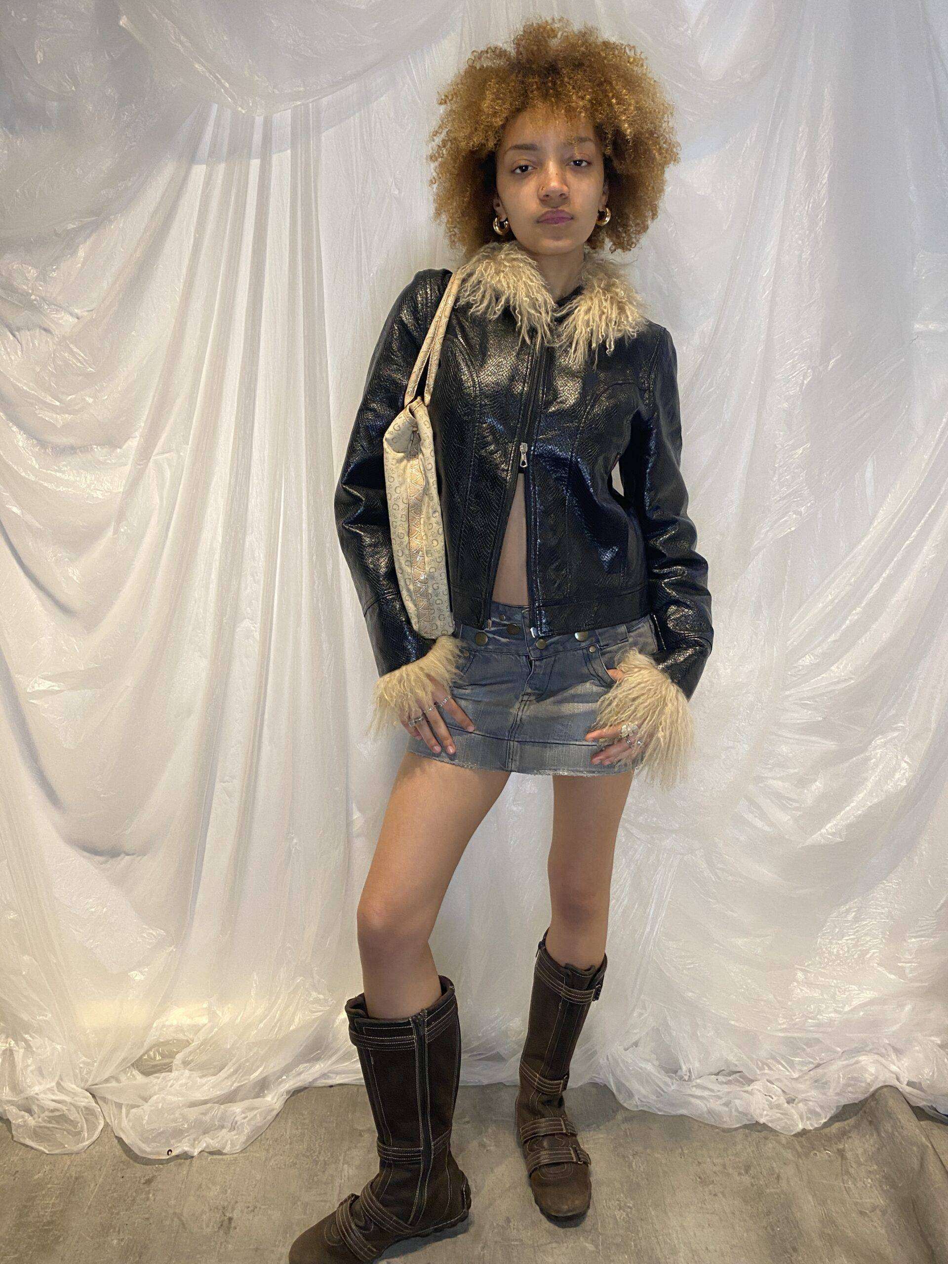 Vintage Cropped Mongolian Fur Aghan Coat Jacket (M) - Image 3