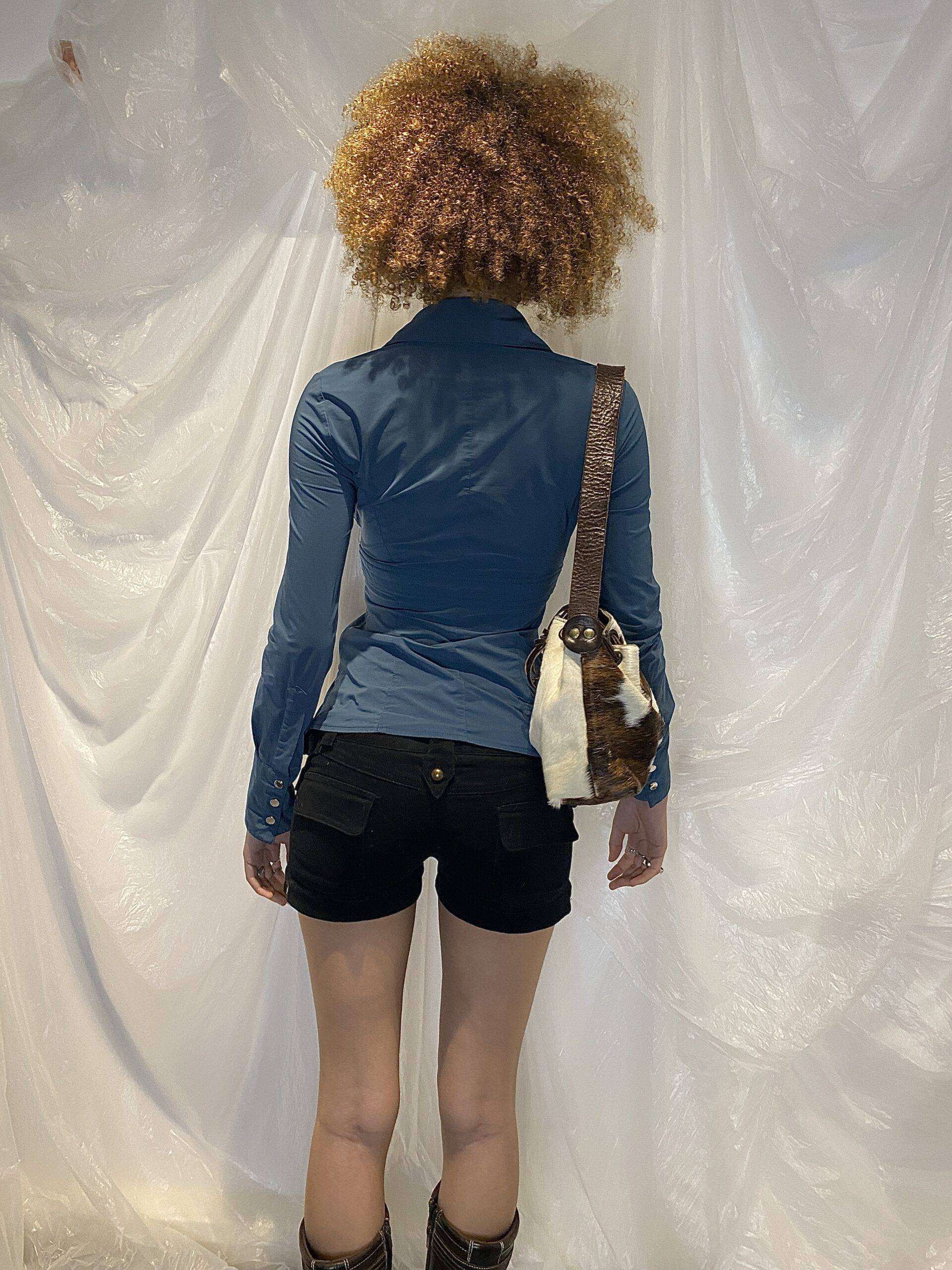 Y2K Karen Millen Blue Shirt (S/XS) - Image 5