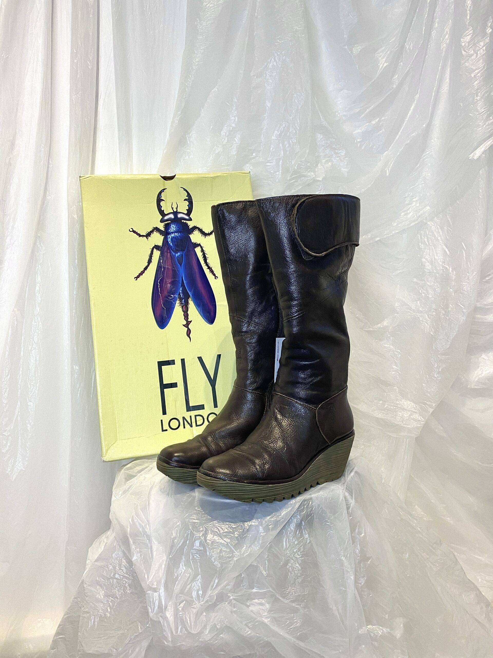 Vintage Fly London Knee High Archive Platform Boots with Box (EU 38)