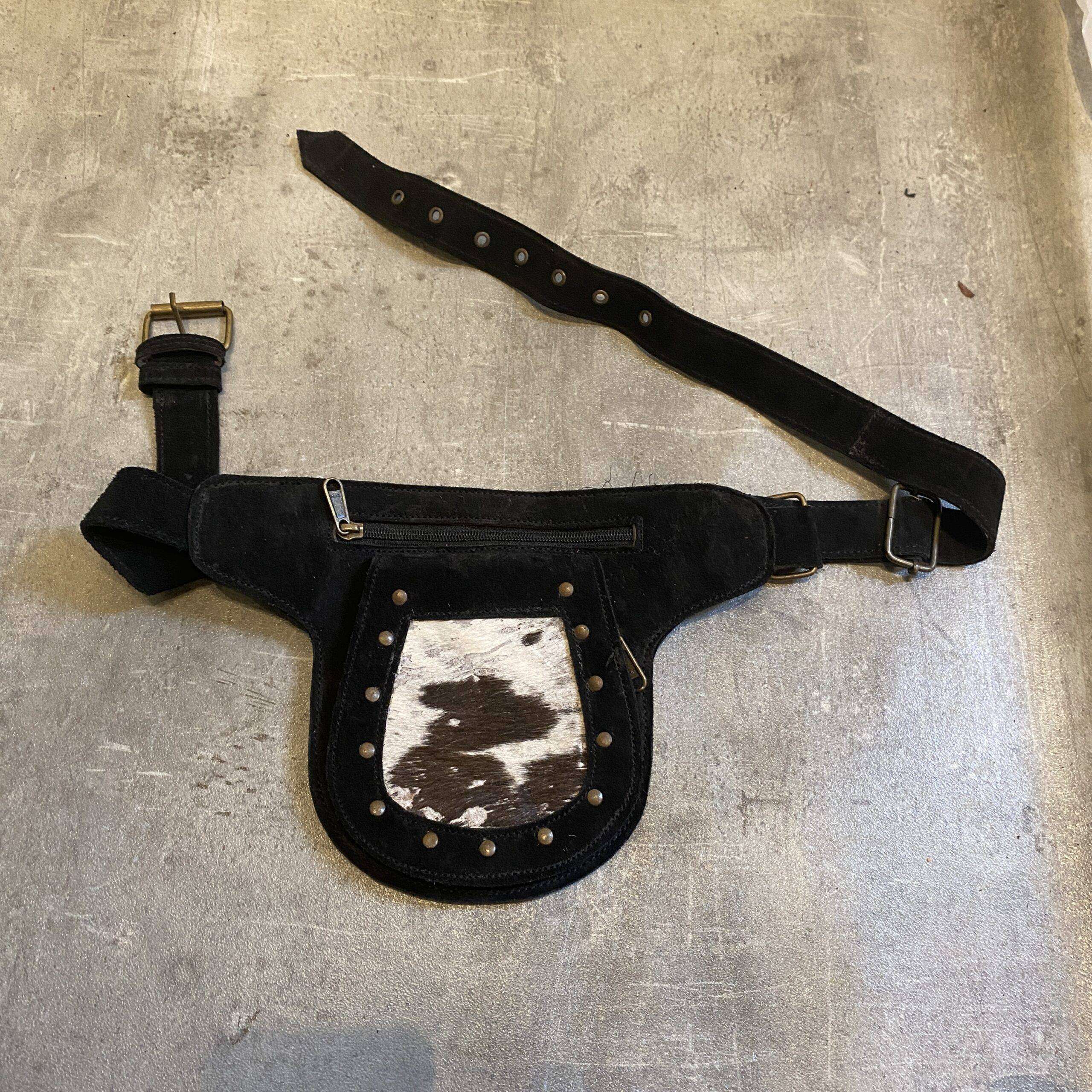 Deadstock Black Pony Fur Suede Utility Belt (S-XL)