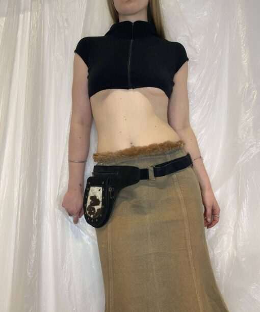 Alternative view of Deadstock Black Pony Fur Suede Utility Belt (S-XL)