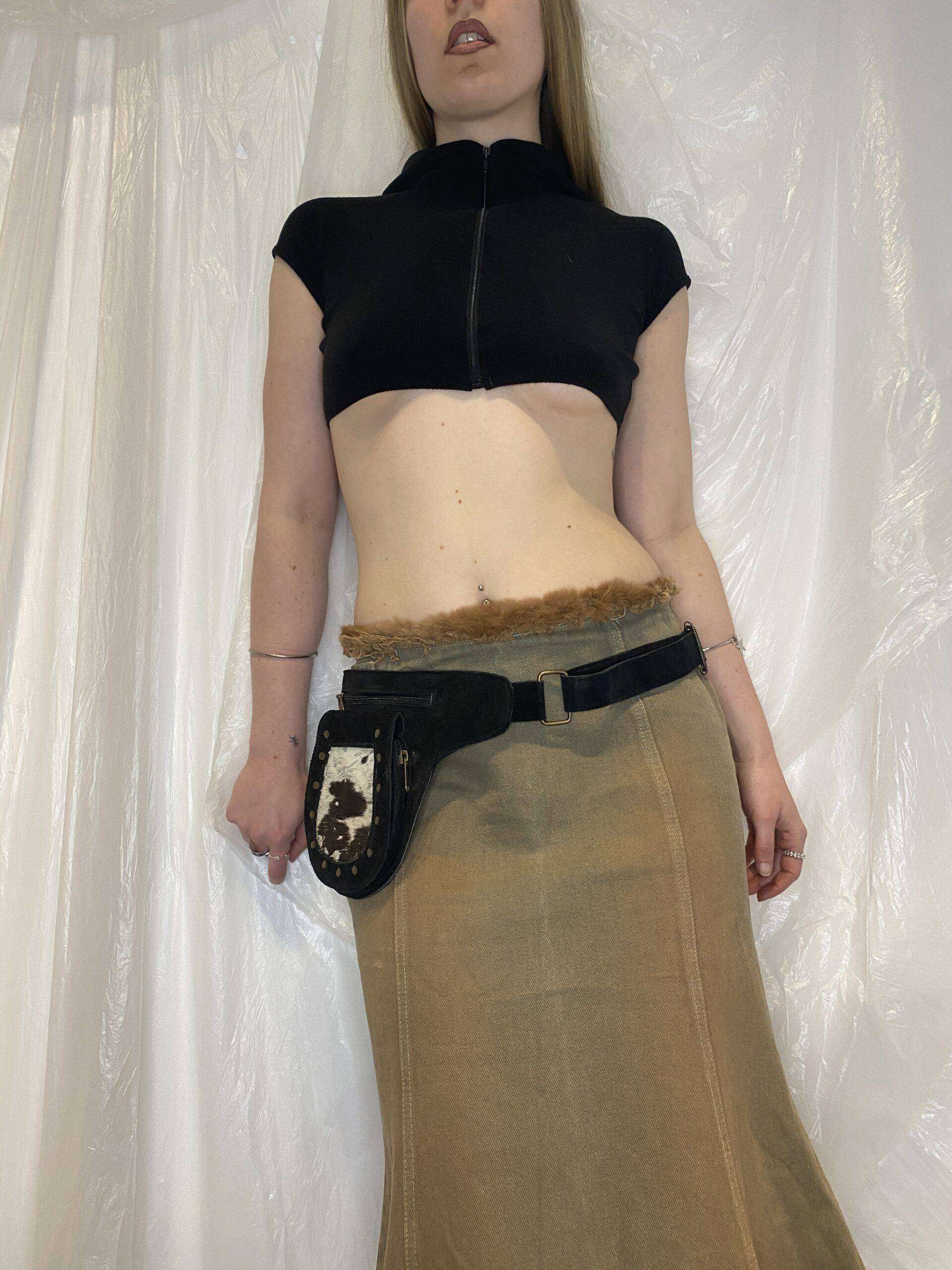 Deadstock Black Pony Fur Suede Utility Belt (S-XL) - Image 2