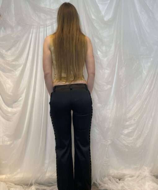 Vintage Satin Feel Eyelet Suit Trousers (S) - Image 4