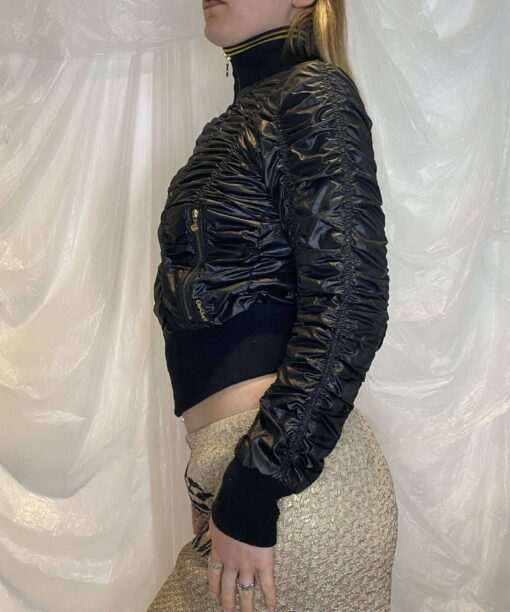 Alternative view of Vintage Ruched Black Cropped Jacket (XS/S)