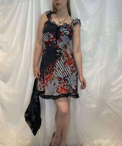 Vintage 90s Sheer Coquette Capped Sleeve Dress (S/M)