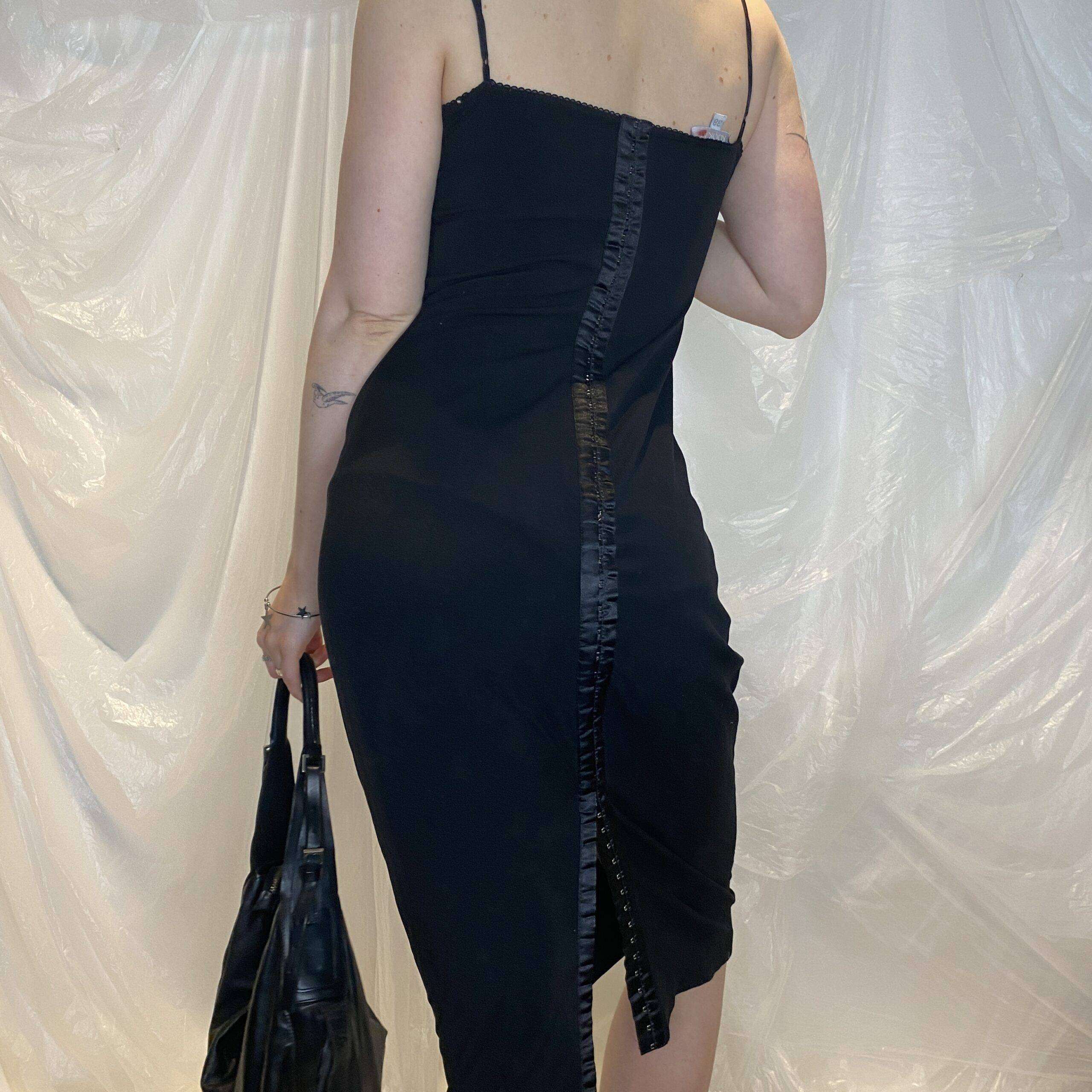 mini bodycon dress casual Bodycon COLLECTION Classic Black Bodycon Wrap Mini Dress for Women, Size L