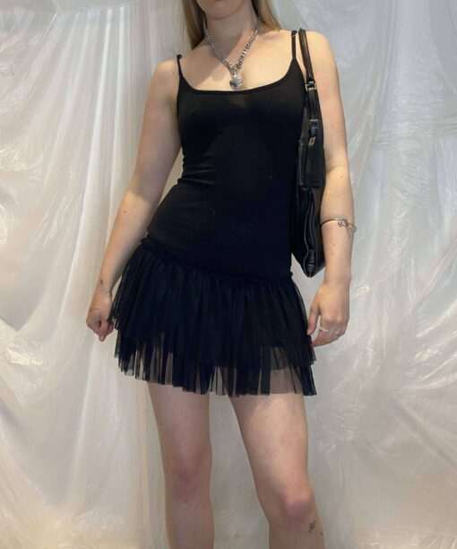 Vintage Tank Mesh Tutu Coquette Mini Dress (XS/S)