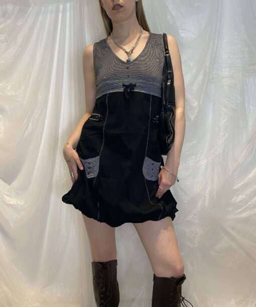 Alternative view of 90s Archive Parisian Striped Parachute Dress (S/M)