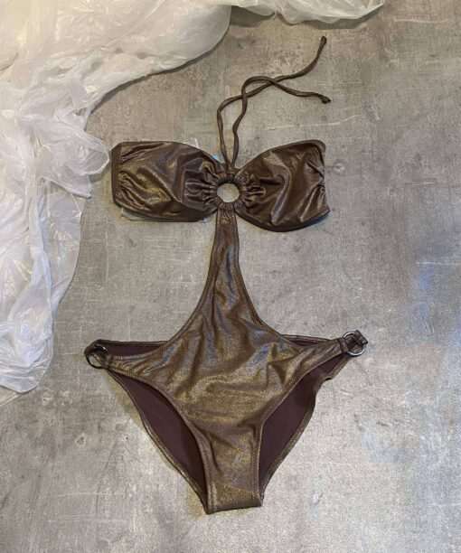 Vintage Deadstock Metallic Cutout One Piece (S-M)