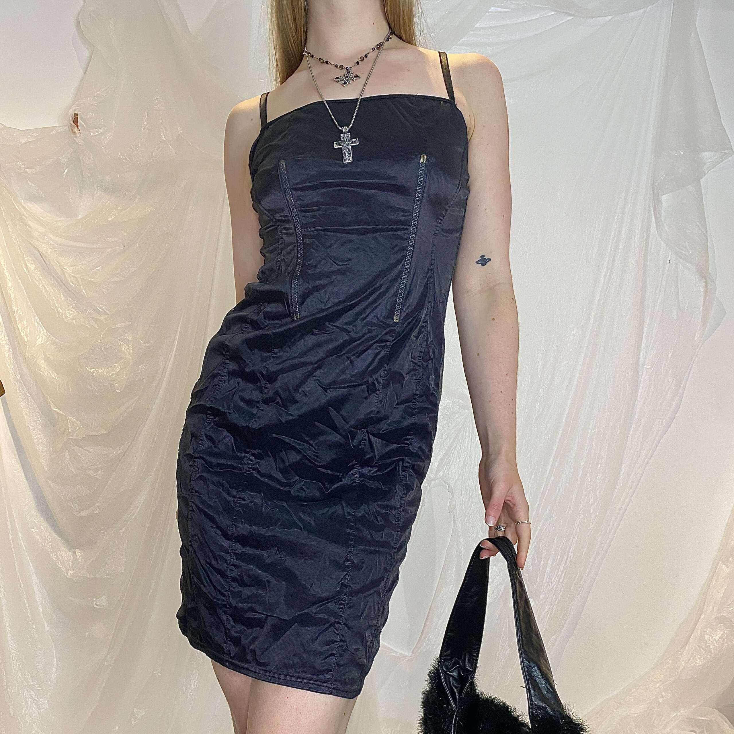sachin and babi light blue dress Mystic Black Embellished Mini Dress S Y2K 90s