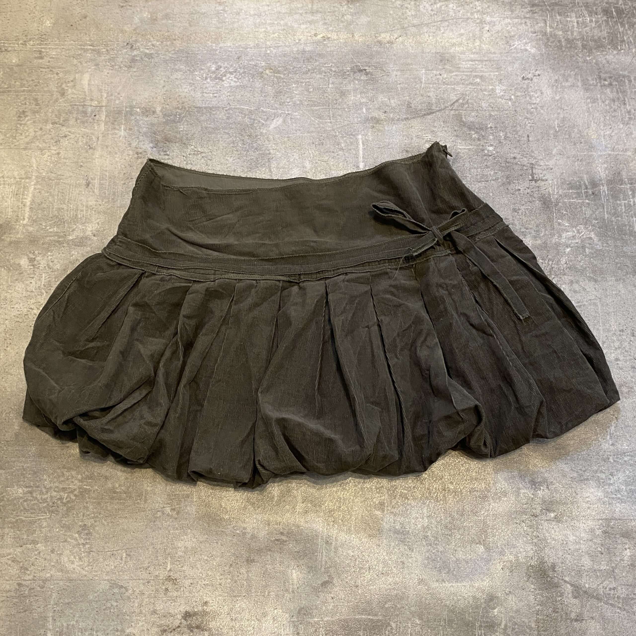 Vintage Khaki Bubble Skirt with bow (S/M)