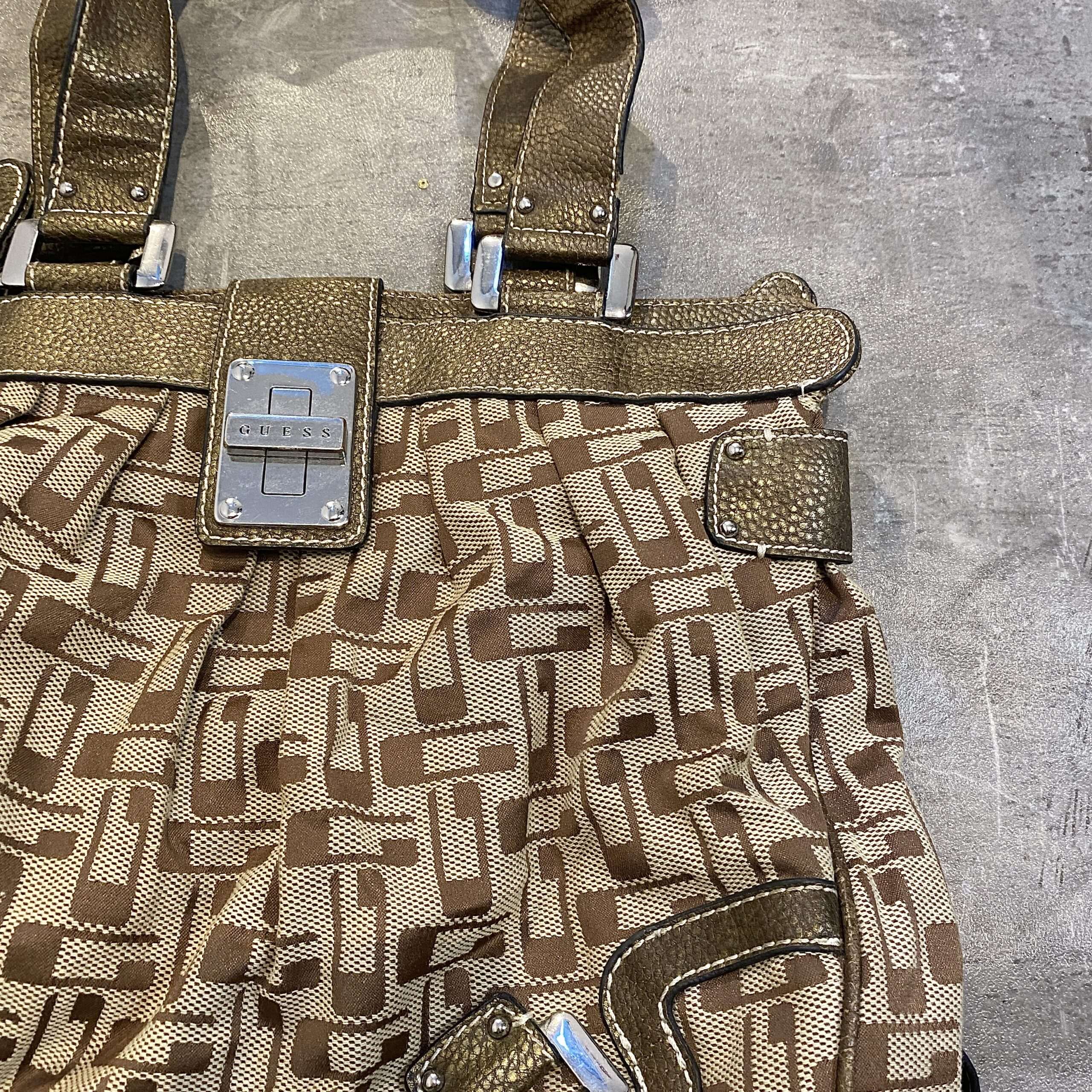 Vintage Guess Gold Monogram Slouch Bag - Image 3