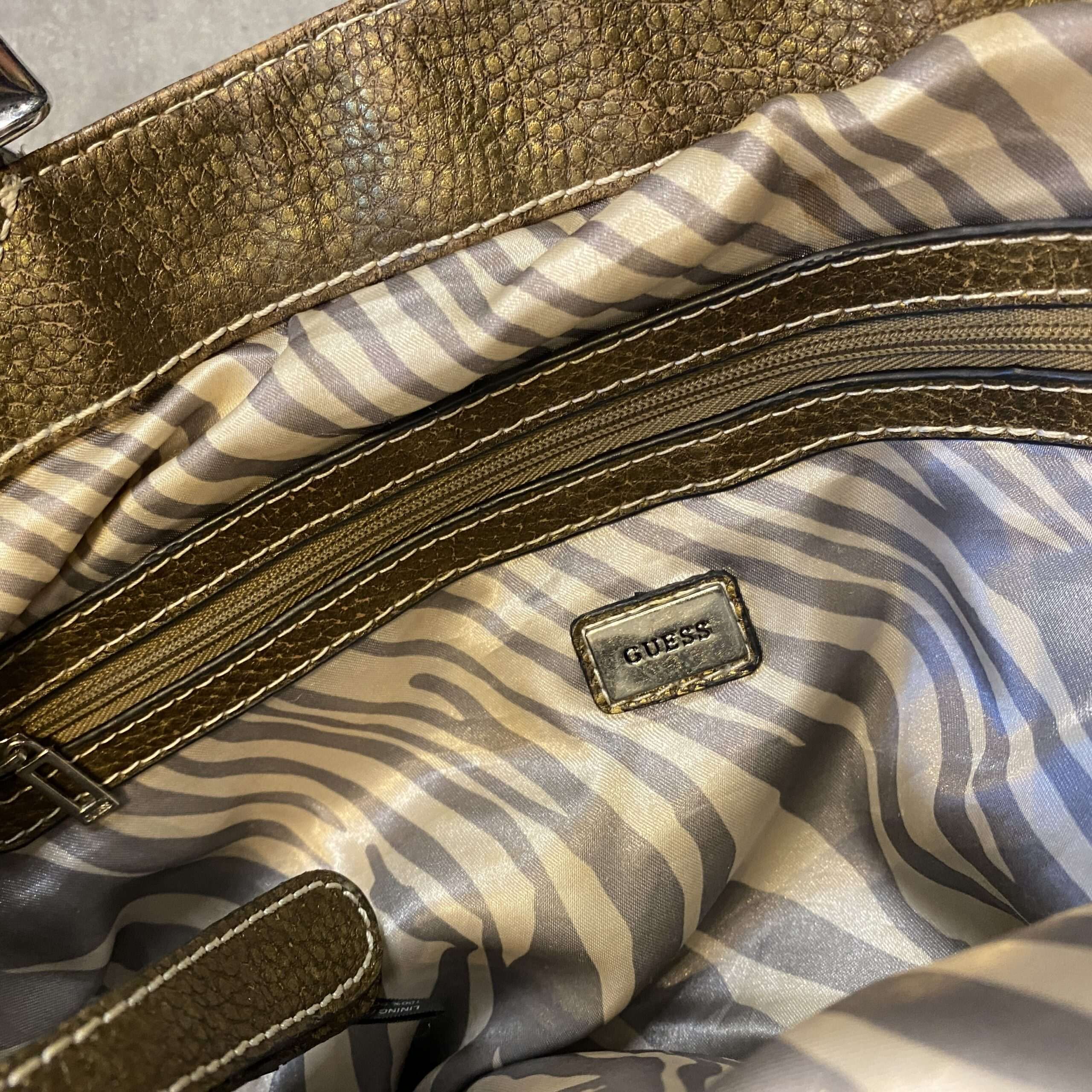 Vintage Guess Gold Monogram Slouch Bag - Image 6