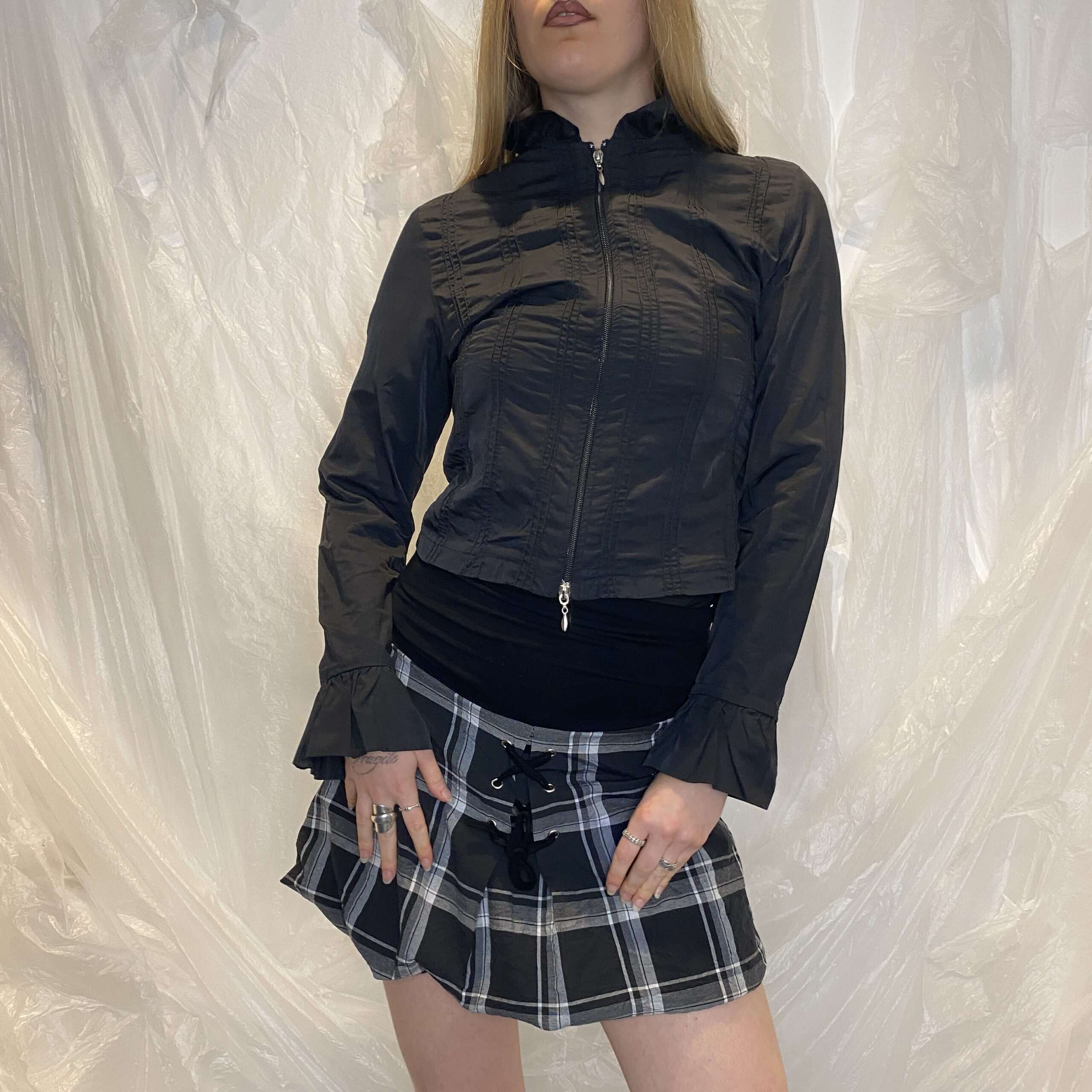 Vintage Gothic Zip Up 90s Jacket (S) - Image 6