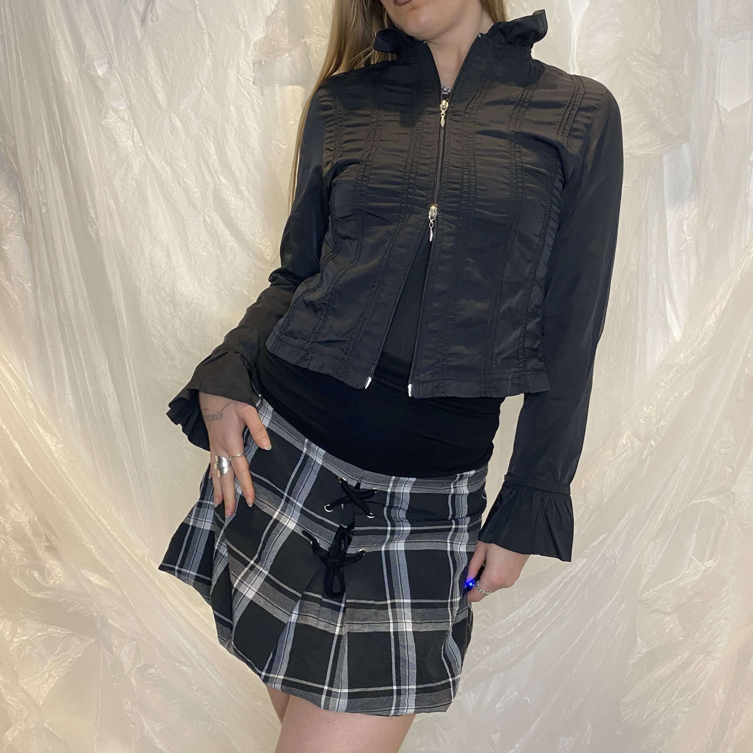 Vintage Gothic Zip Up 90s Jacket (S) - Image 3