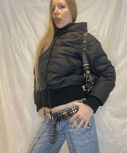 Y2K Phard Black Cropped Puffer Coat (M/L)