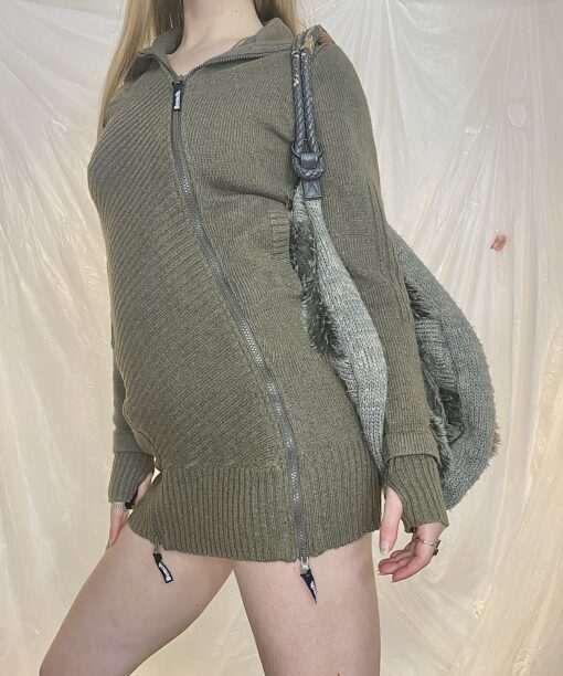 Vintage Utility Knit Khaki Dress (XS/S) - Image 4