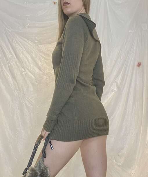 Vintage Utility Knit Khaki Dress (XS/S) - Image 3