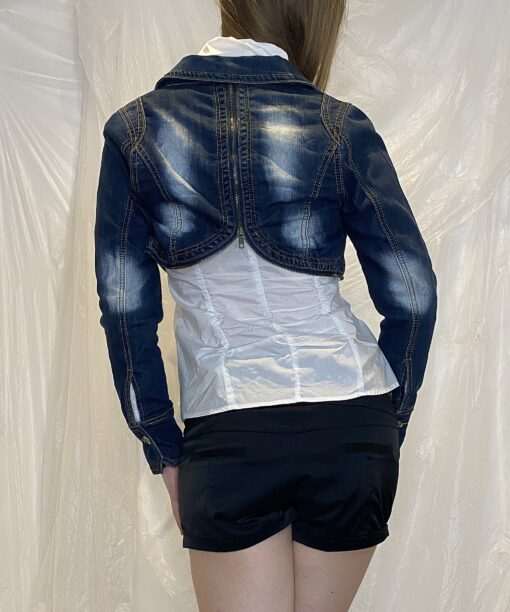 Y2K Denim Cropped Bolero Jacket (S)