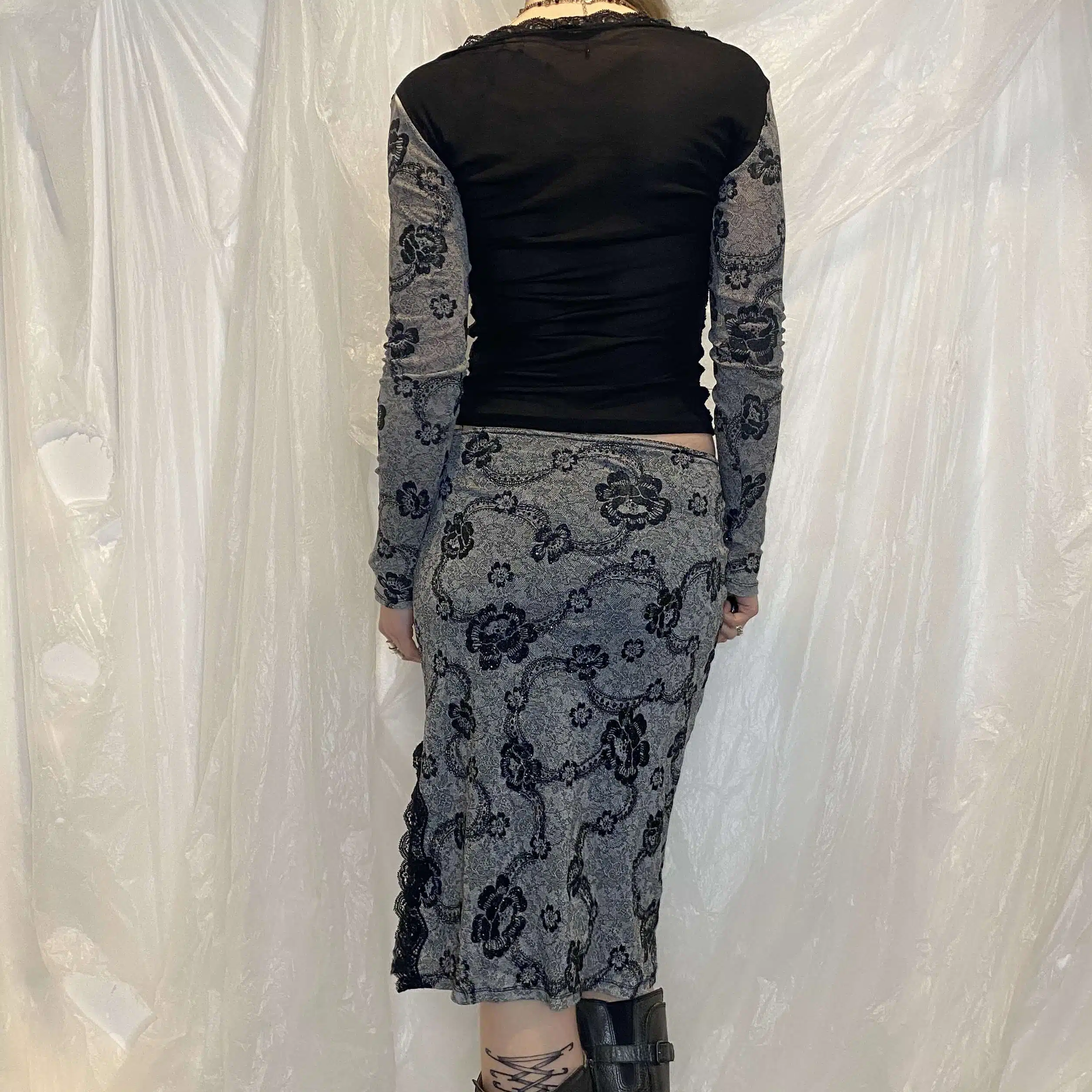 Vintage Morgan de Toi Mesh Top and Skirt Set (S) - Image 6