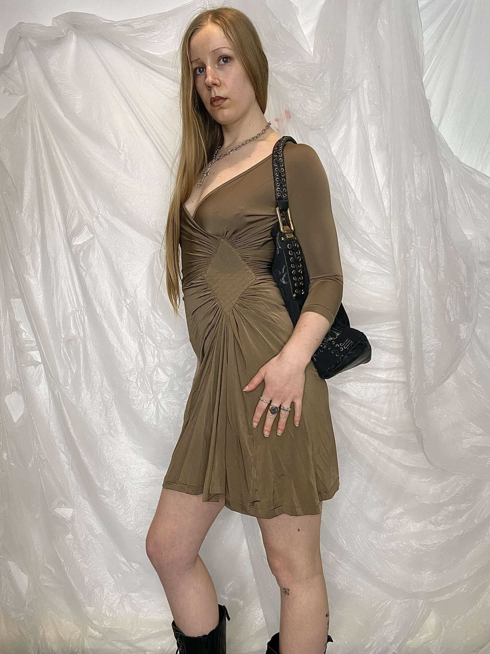 Vintage Just Cavalli Brown Slinky Dress (S) - Image 2