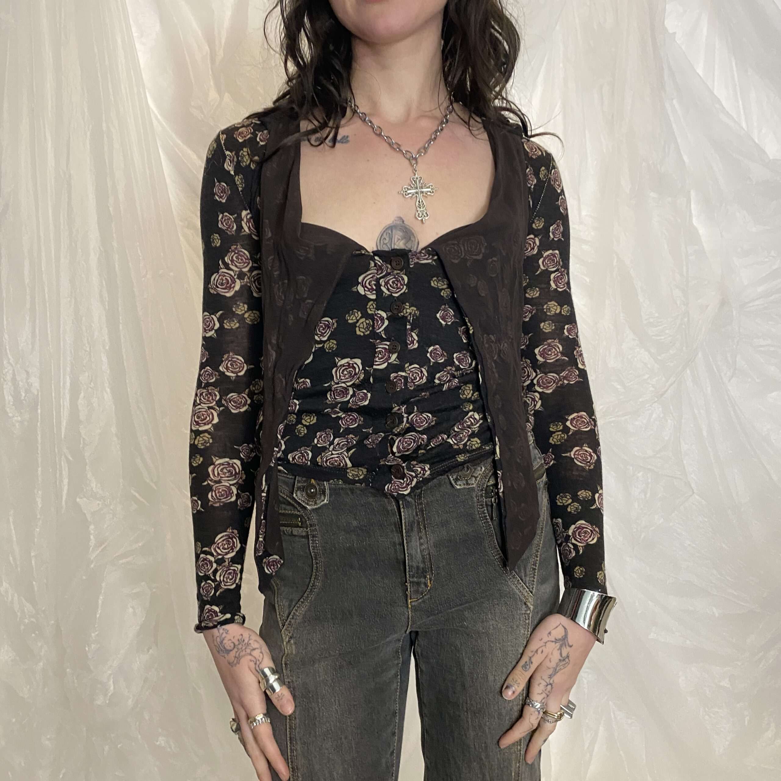 Vintage 90s Coquette Button Up Blouse (XS/S) - Image 5