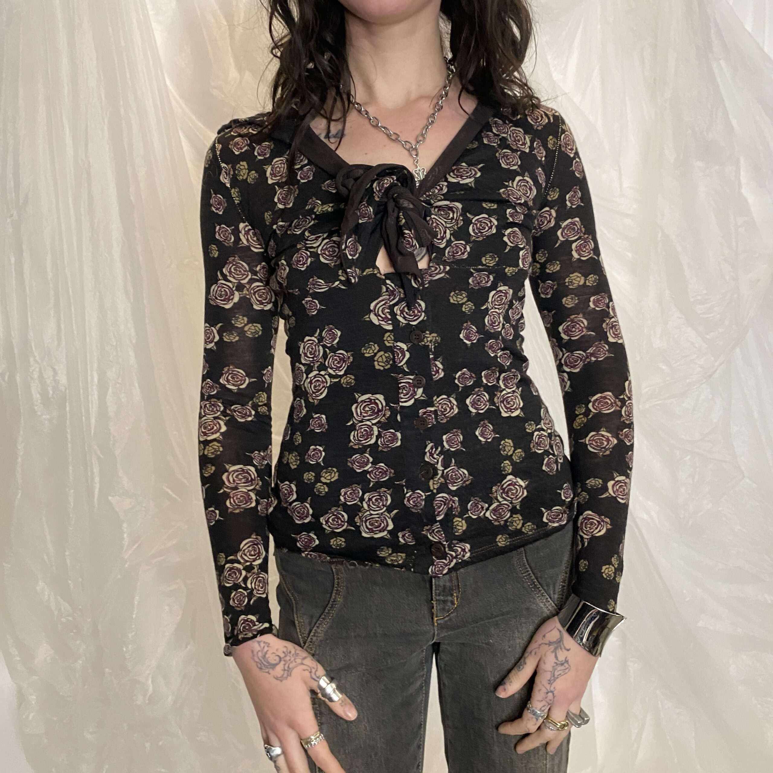 Vintage 90s Coquette Button Up Blouse (XS/S)