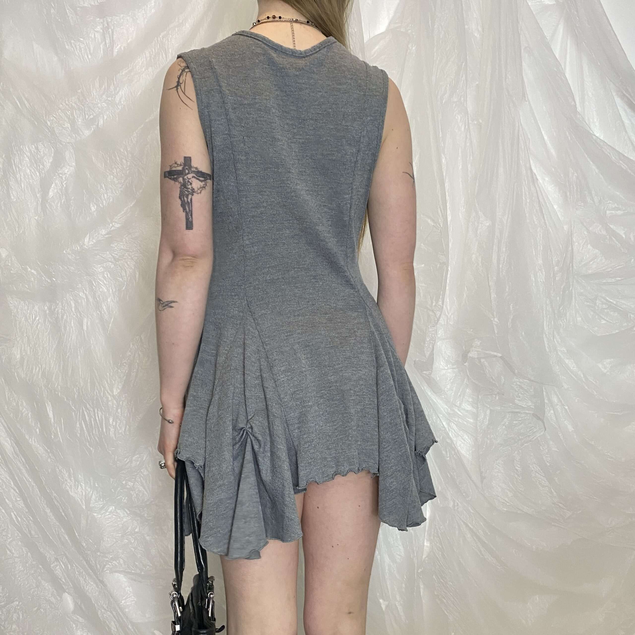 Vintage Asymmetrical Grey Fairy Dress (M) - Image 5