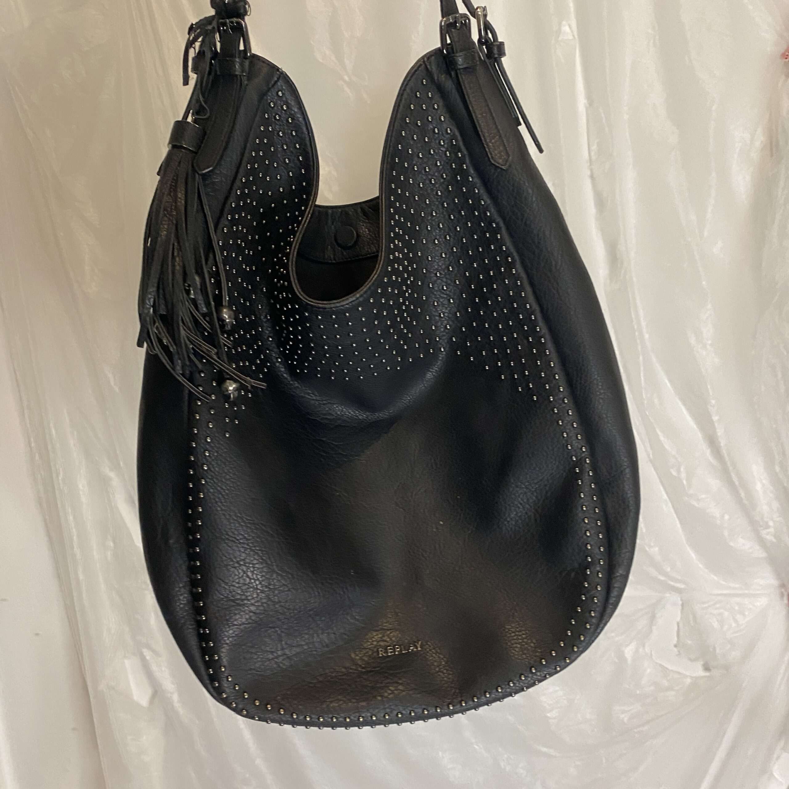 Vintage Replay Skull Leather Slouch Bag - Image 6