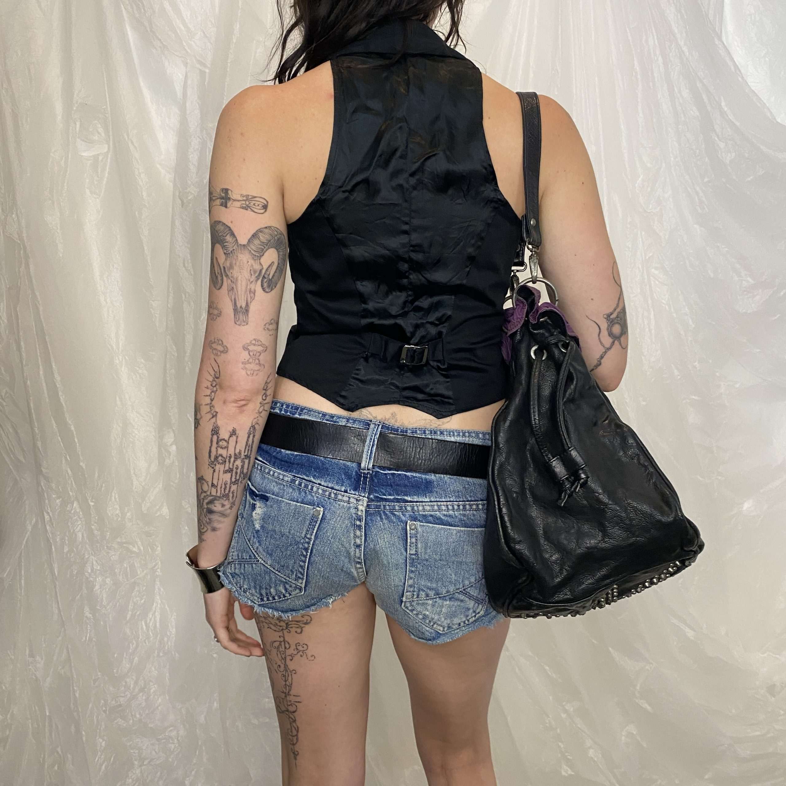Indie Sleaze Black Button up Waistcoat (XS/S) - Image 2