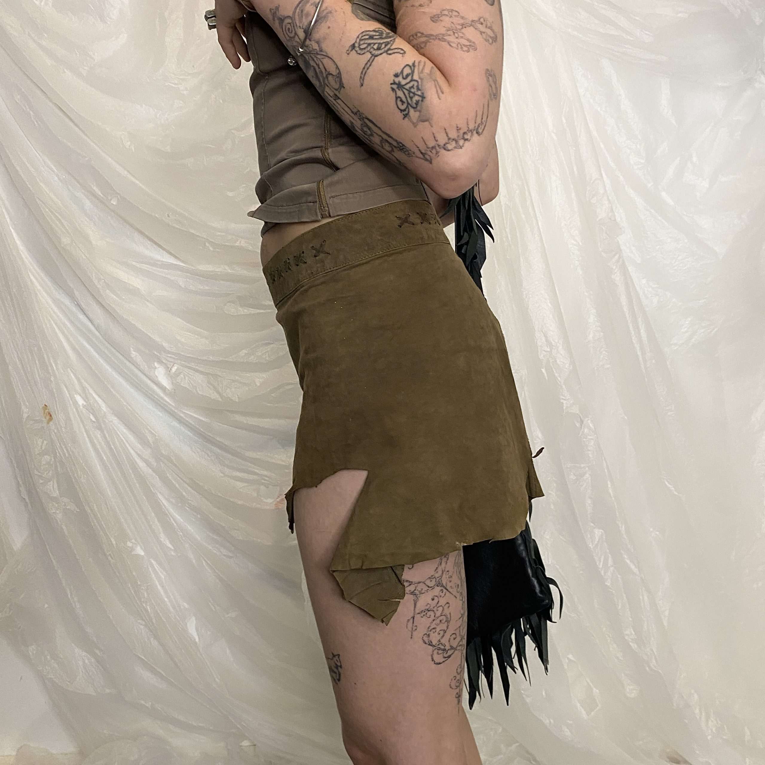 Vintage Suede Brown Festival Skirt (XS/S) - Image 5